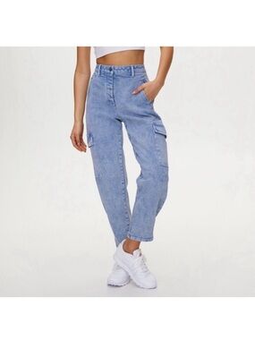 Wilfred Free Modern Cargo Pants Denim Light Acid-wash Size 0 High Waisted